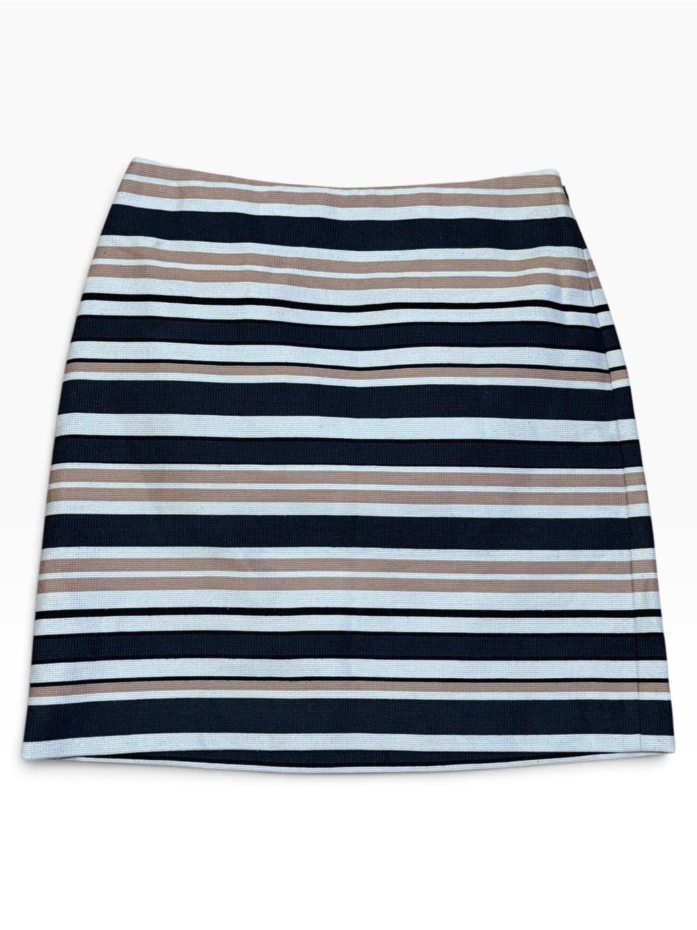 LOFT Ann Taylor Striped Pencil Skirt Black Cream Tan Size 2